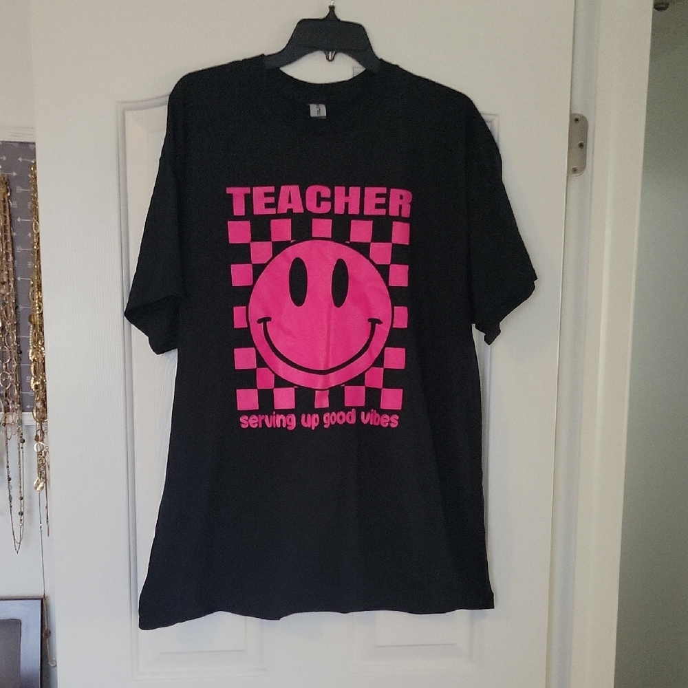 Gildan Black and Pink Teacher Tee